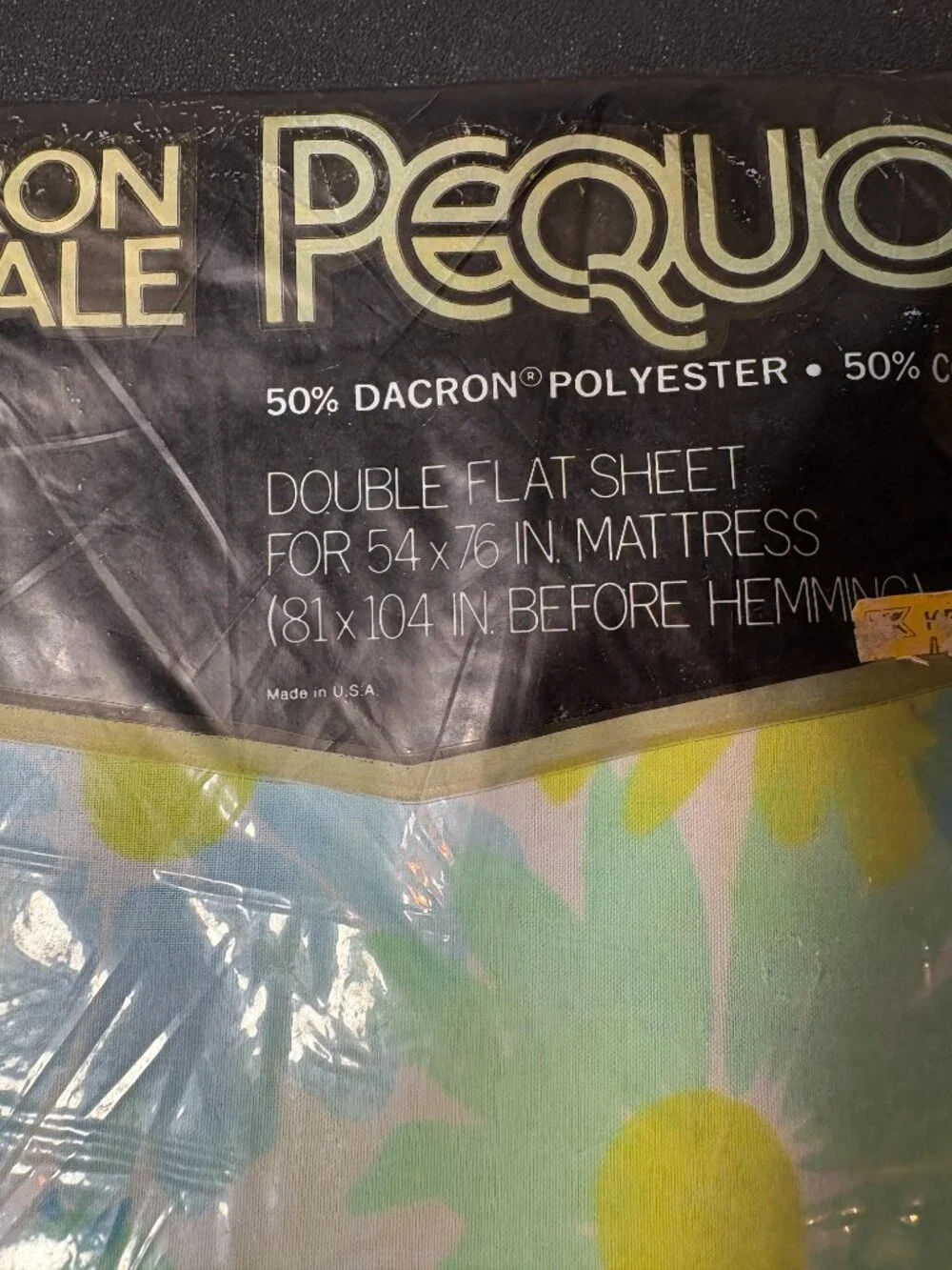 Vintage Groovy Blue Floral Pequot Double Flat Sheet New